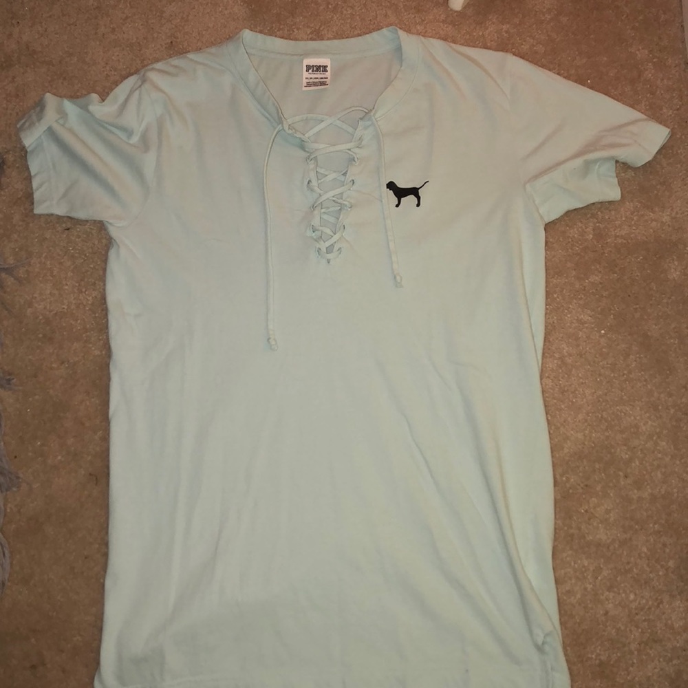 VS Pink Lace Up Tee